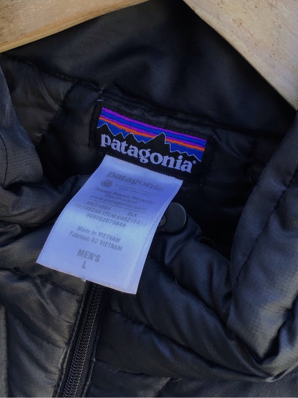 Patagonia Down Sweater Vest Black Stryker Goose Down Puffer Mens Large Logo - Picture 3 of 8